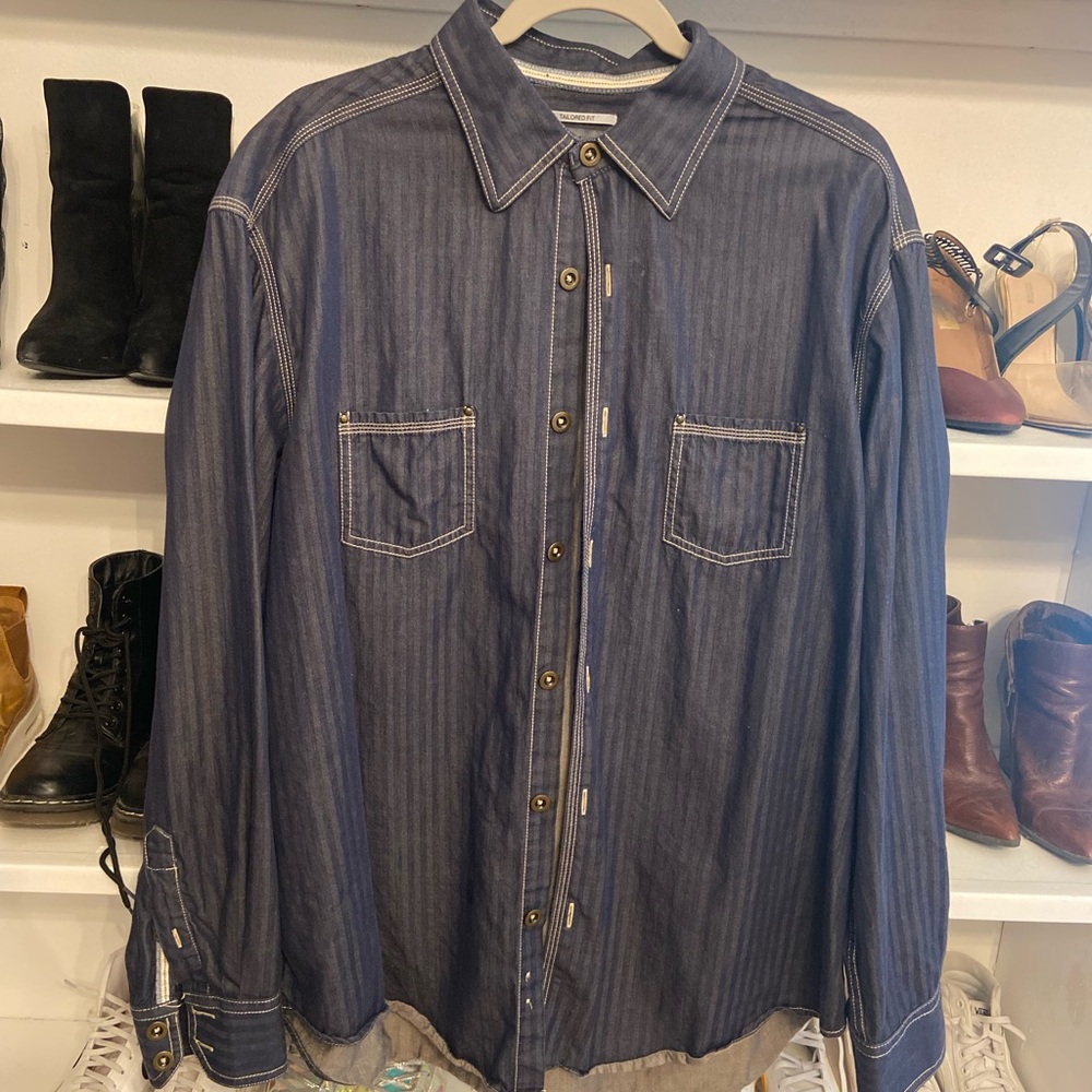 Johnston & Murphy Blue Casual Button Down Shirt
